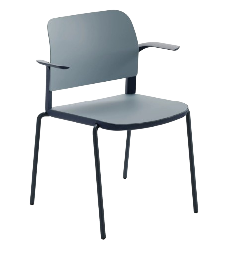 CIAO-OHV-11B - Silla gris con patas y reposabrazos negros