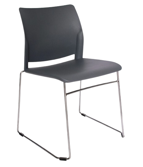 ALPHA-OHV-102 - Silla negra con estructura de metal sobre fondo blanco