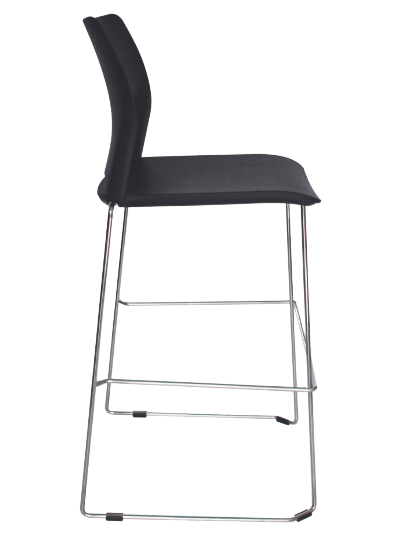 Vista frontal del taburete negro