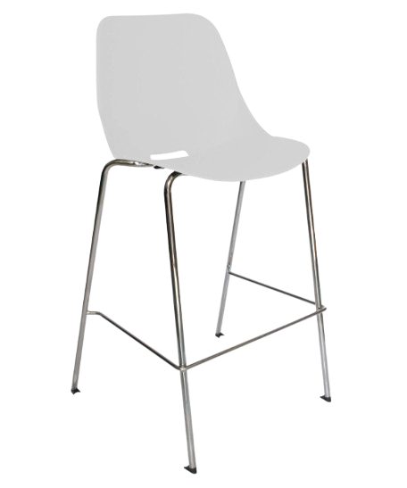 QUICK-OHV-47-ALTA Color Blanco - Taburete de bar blanco con patas cromadas