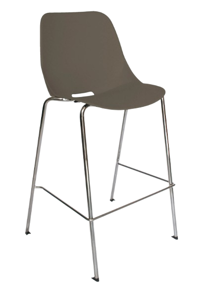 QUICK-OHV-47-ALTA Color Gris - Taburete de bar con asiento gris y patas cromadas