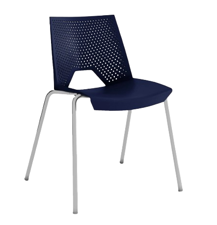 STRIKE-OHV-13 - Silla azul con patas cromadas y respaldo perforado