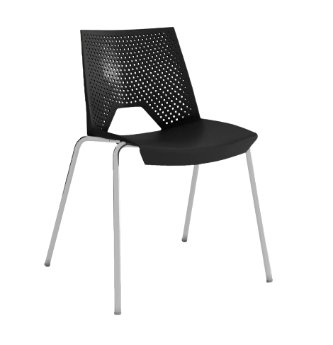 Silla negra con patas cromadas