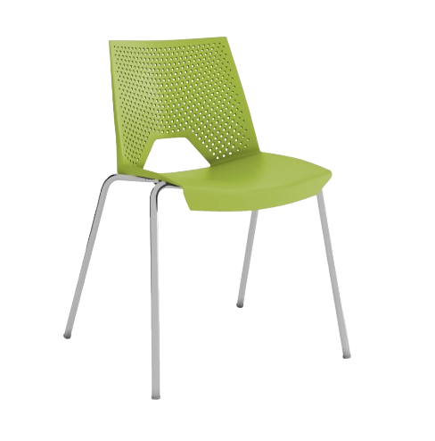 Silla roja con patas cromadas