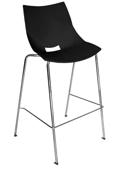 SHELL-OHV-37-ALTA - Taburete de bar con diseño concha y estructura cromada