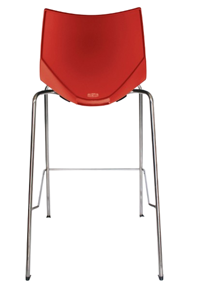 SHELL-OHV-37-ALTA Color Rojo - Taburete rojo con estructura cromada