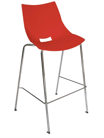 SHELL-OHV-37-ALTA Color Rojo - Taburete rojo con estructura cromada