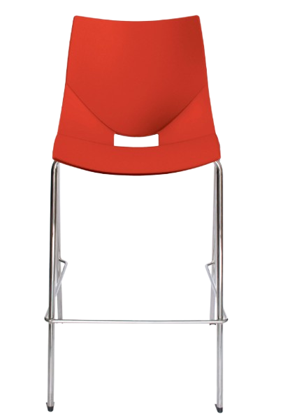 SHELL-OHV-37-ALTA Color Rojo - Taburete rojo con estructura cromada